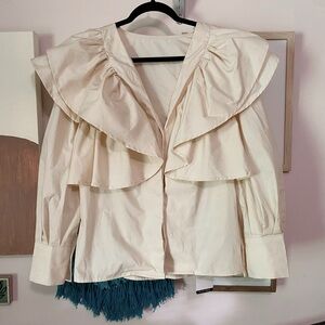 NWT | Elegant Cream Ruffled Women's Top